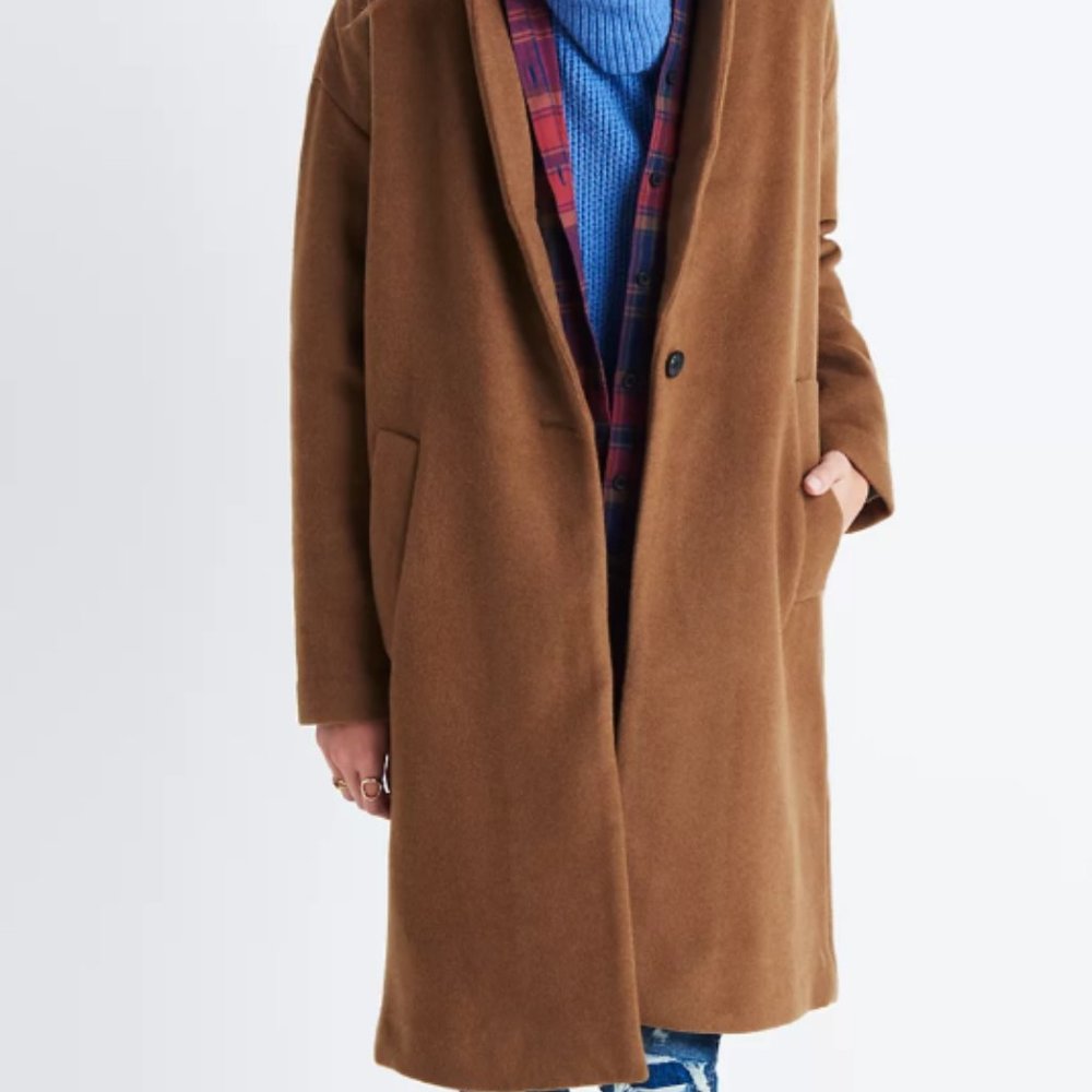 Madewell Camel Brown Wool Pea Coat